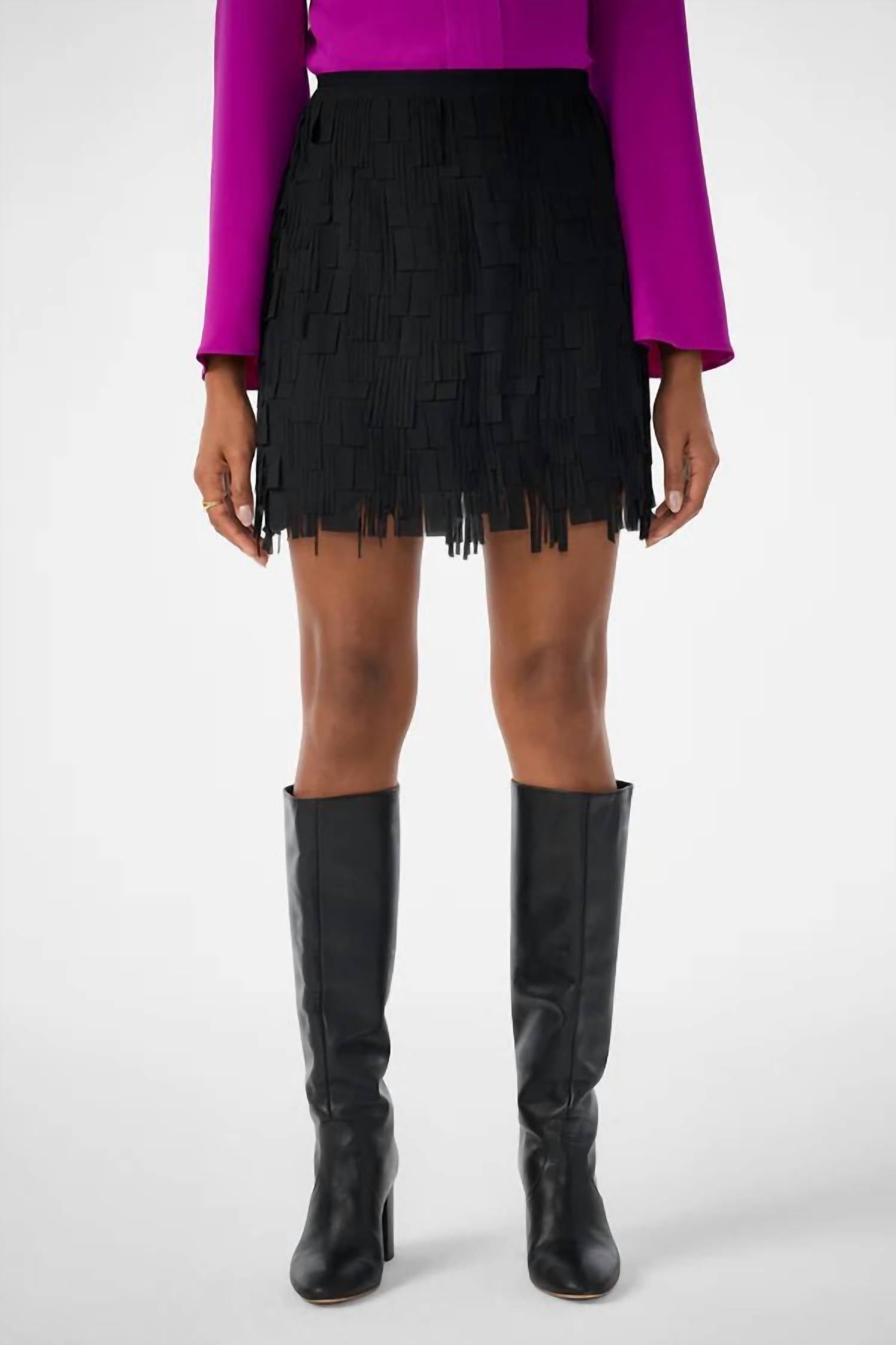 Trina Turk Rico Fringe Mini Skirt in black - women's skirt - view 4