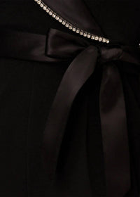 Adrianna Papell - Long Sleeve Embellished Collar Knit Crepe Jumpsuit