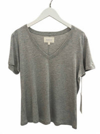Maison Wheat Women's Charleston Vee Neck Tee in heather grey - women's t-shirt