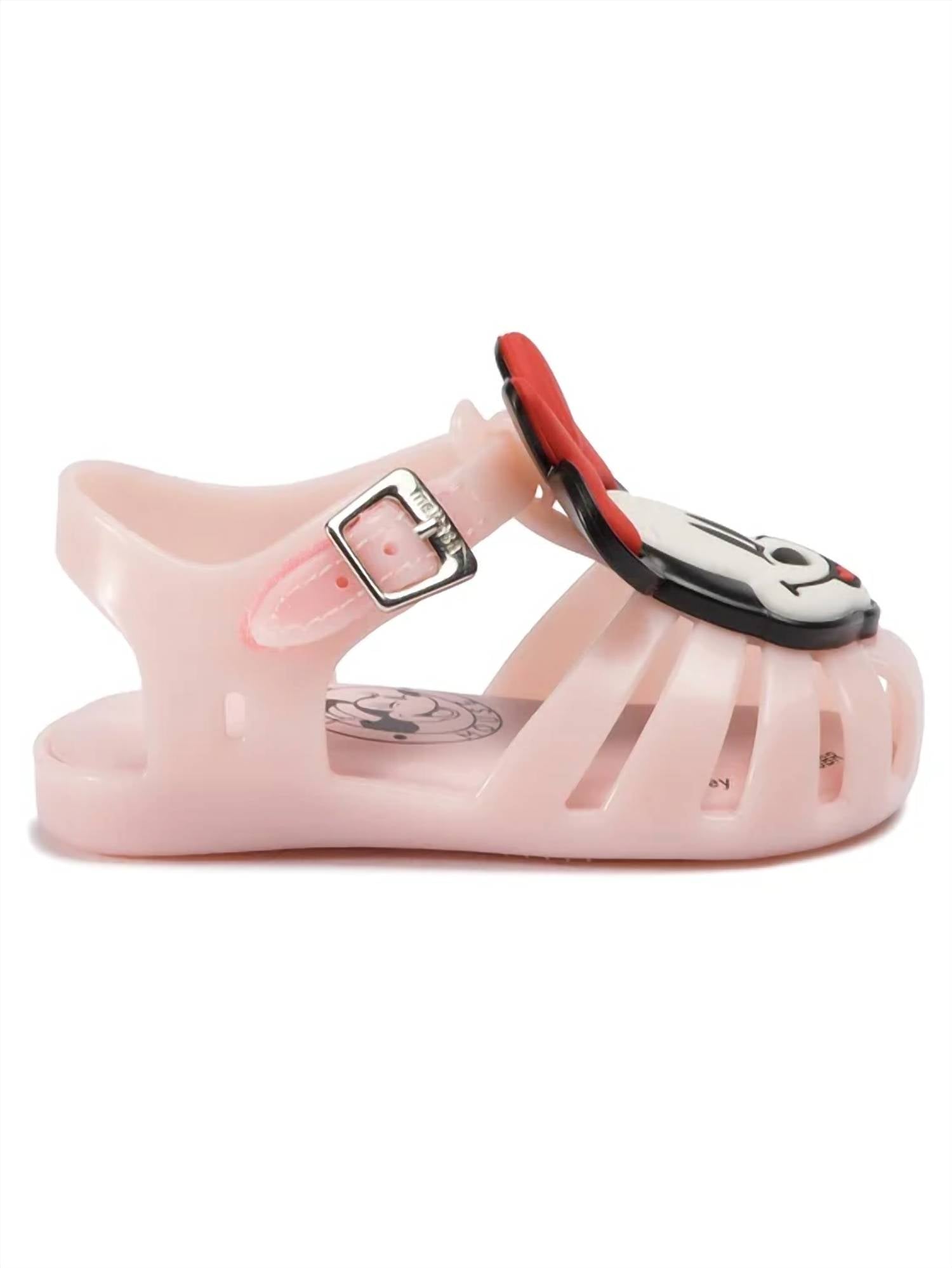 Mini Melissa Girls Mini Aranha Mickey Sandals in pink - kids' sandal - detail view