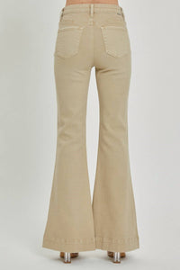 Risen - High Rise Front Patch Pocket Bell Bottom Pants