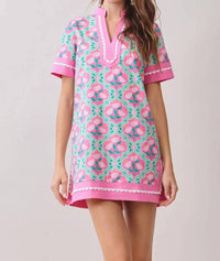Tcec - Floral Print Caftan Shift Mini Dress