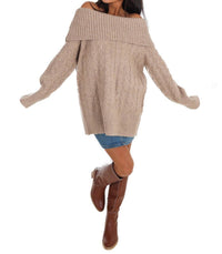 Le Lis - Denver Off Shoulder Cable Knit Sweater