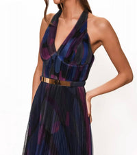 Hutch - Liona Pleated Tulle Halter Fitted Gown