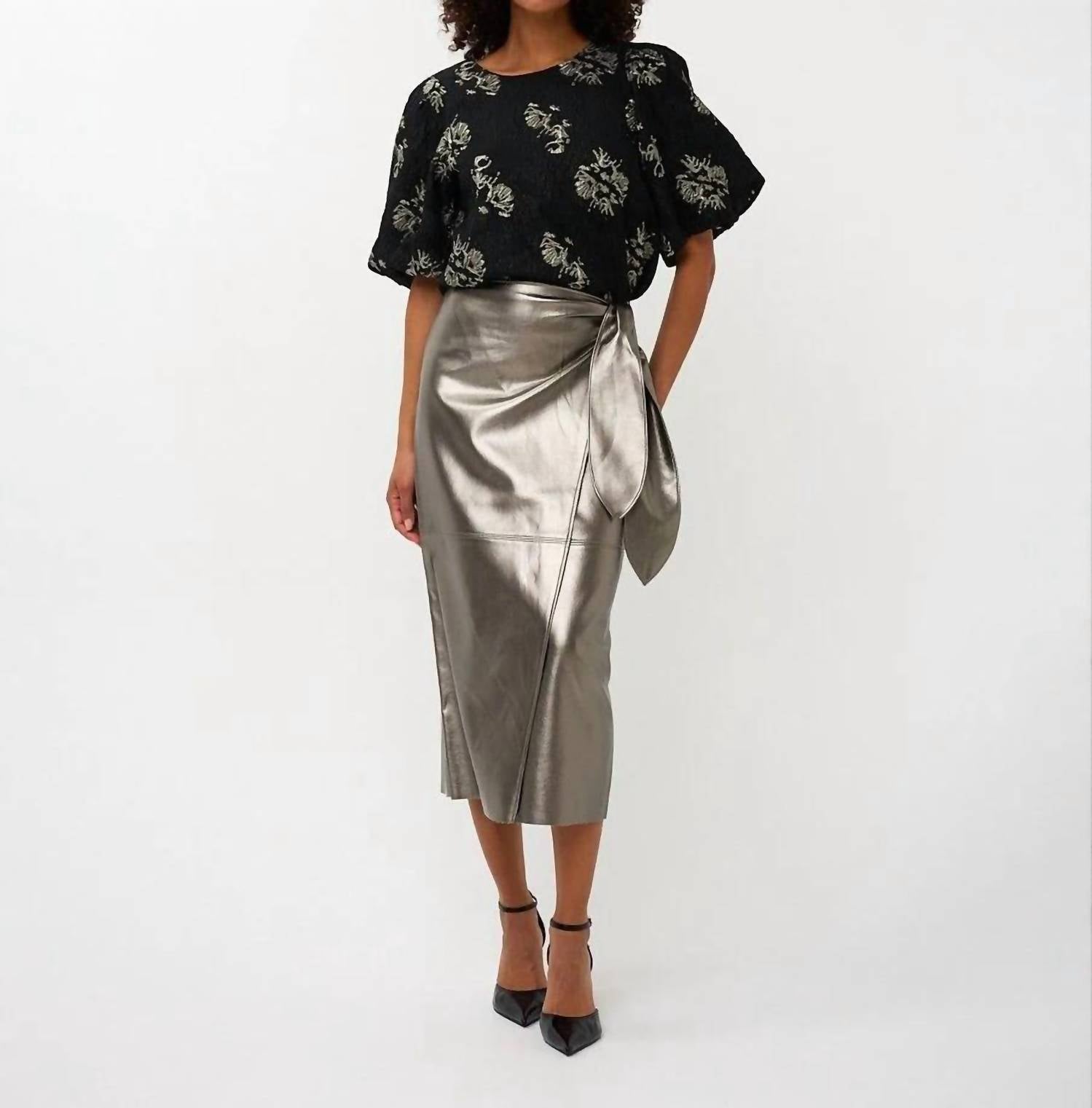 Esqualo - Jacquard Puff Sleeve Top