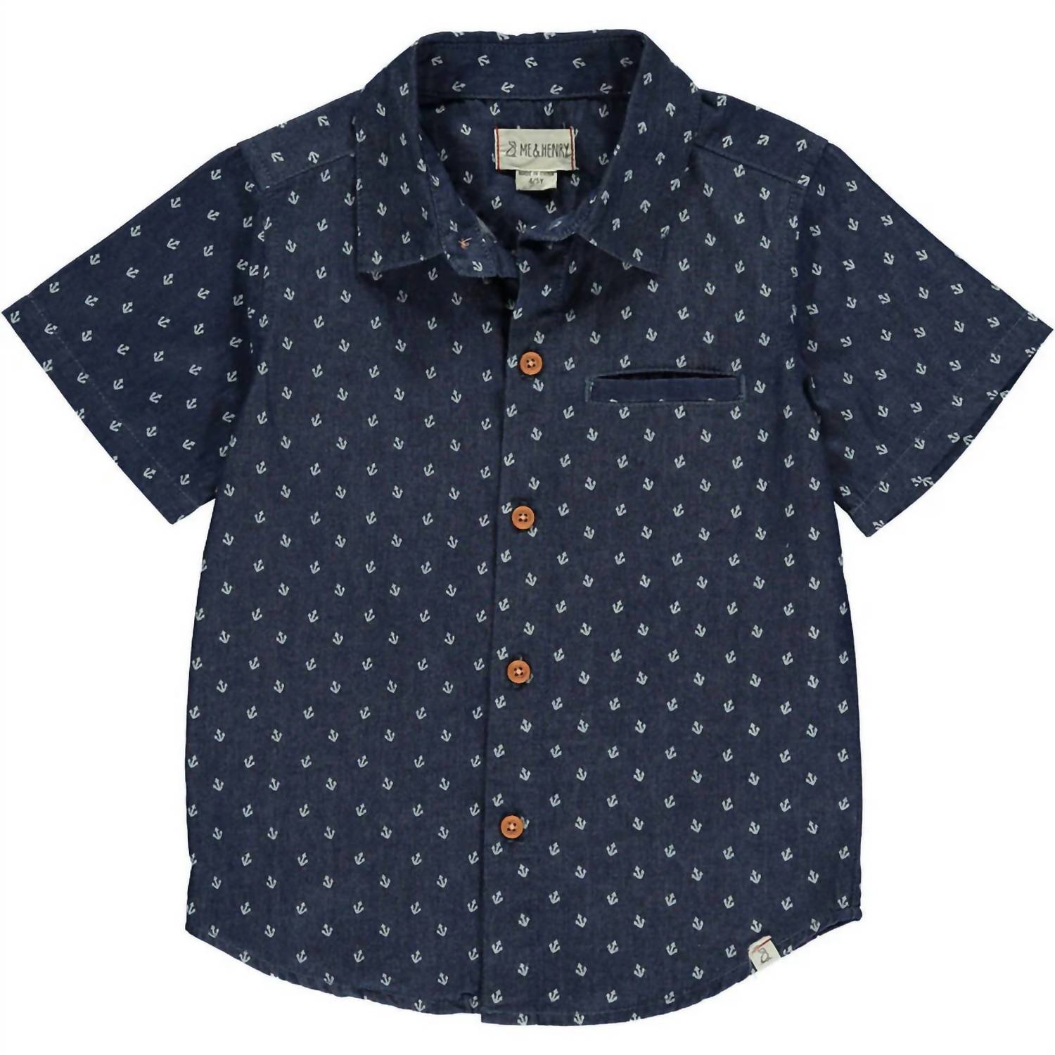 Me & Henry - Boy's Chambray Button Up Shirt With Anchors