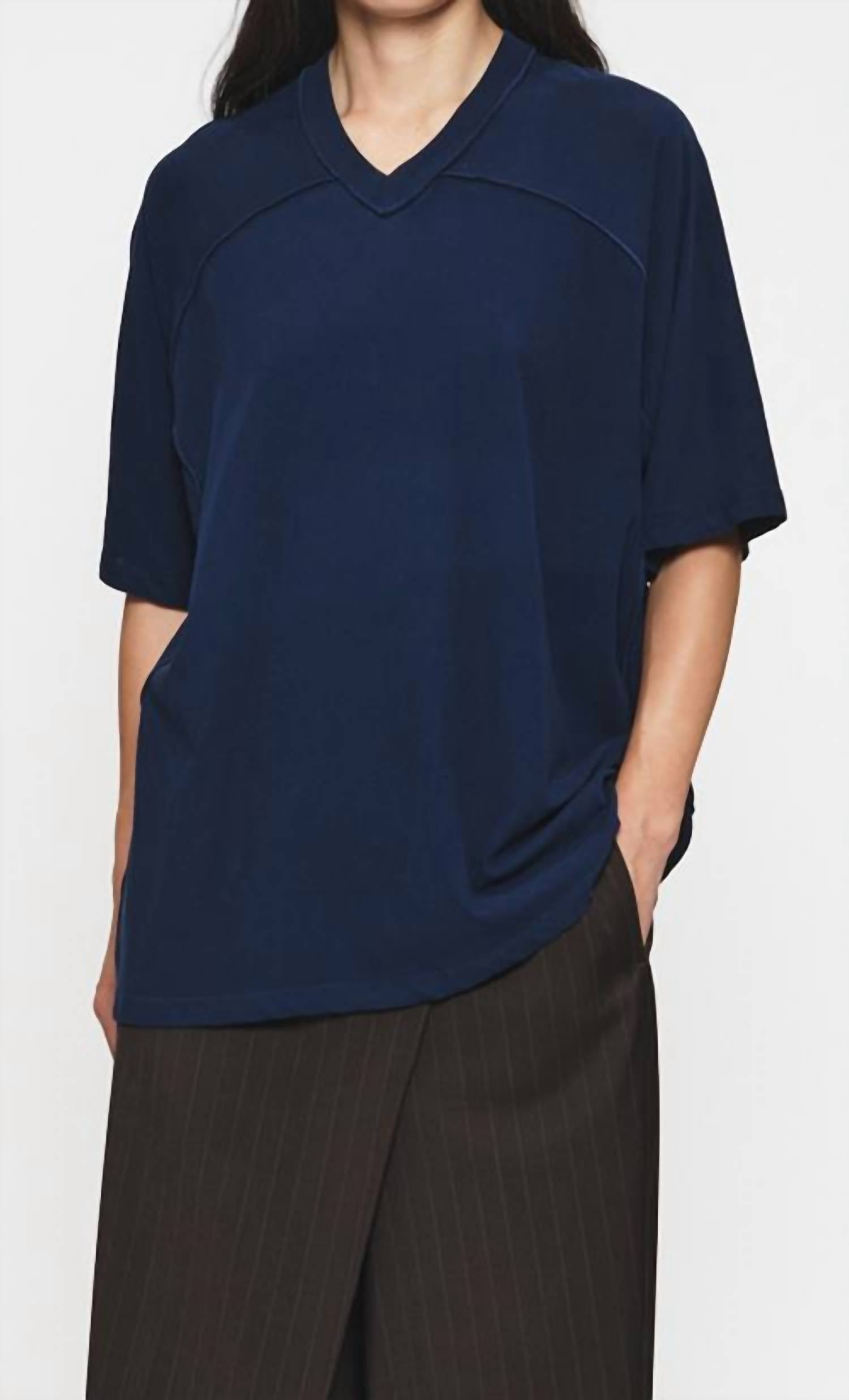 6397 Inside Out V-neck Top in ink - women's shirt - view 4