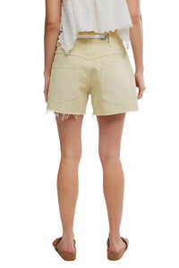 Free People - Moxie Mid Rise Belted Drawstring Cutoff Denim Shorts