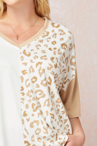 Entro - Color Block Leopard Top