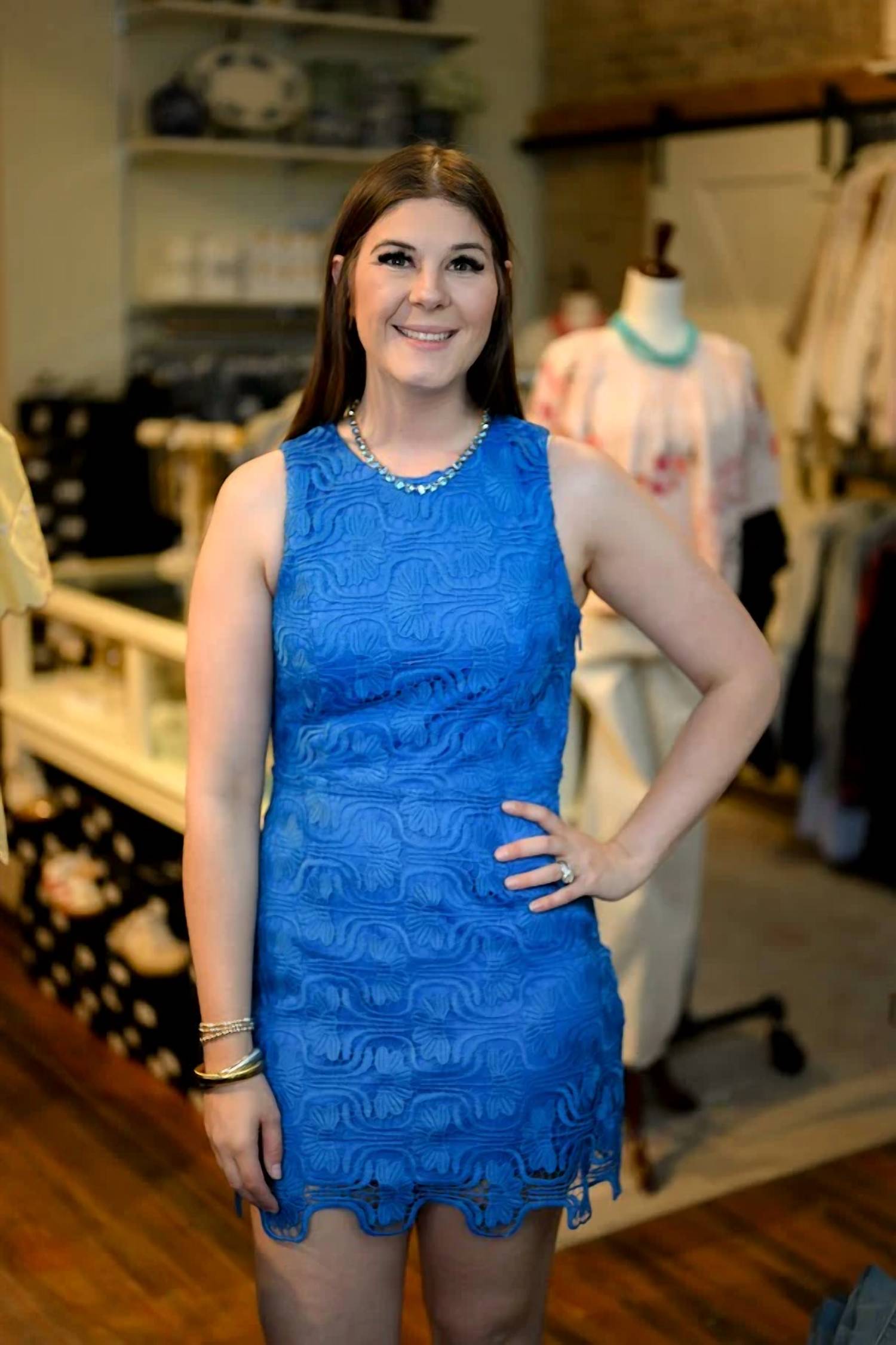 Adelyn Rae - Mackenzie Open Back Scallop Lace Mini Dress