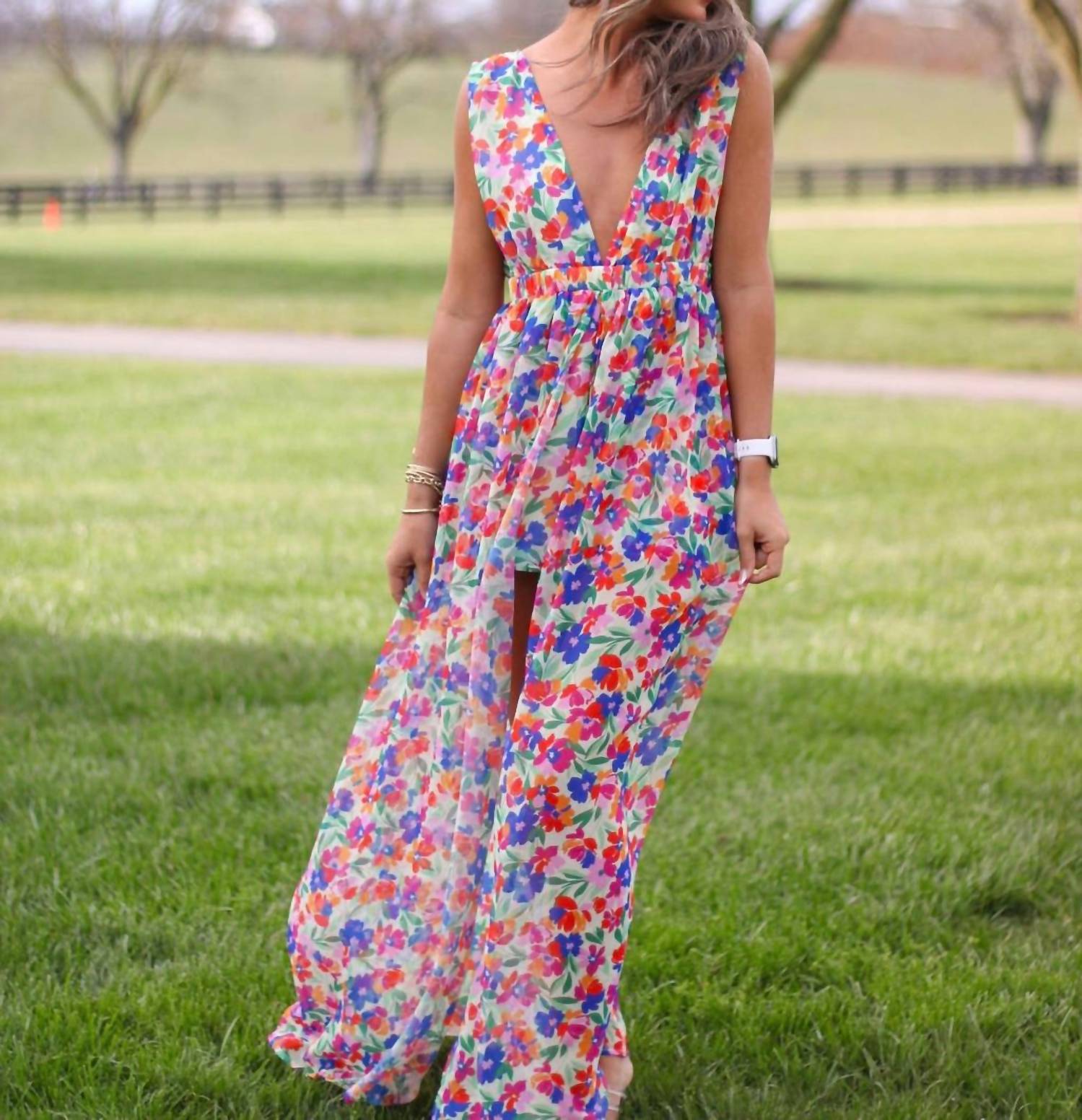 Meet Me in Santorini Floral Cosmo Dress in santorini floral cosmo dress in multi - women's dress - alternate view