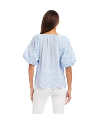 Karen Kane - Puff Sleeve Embroidered Top