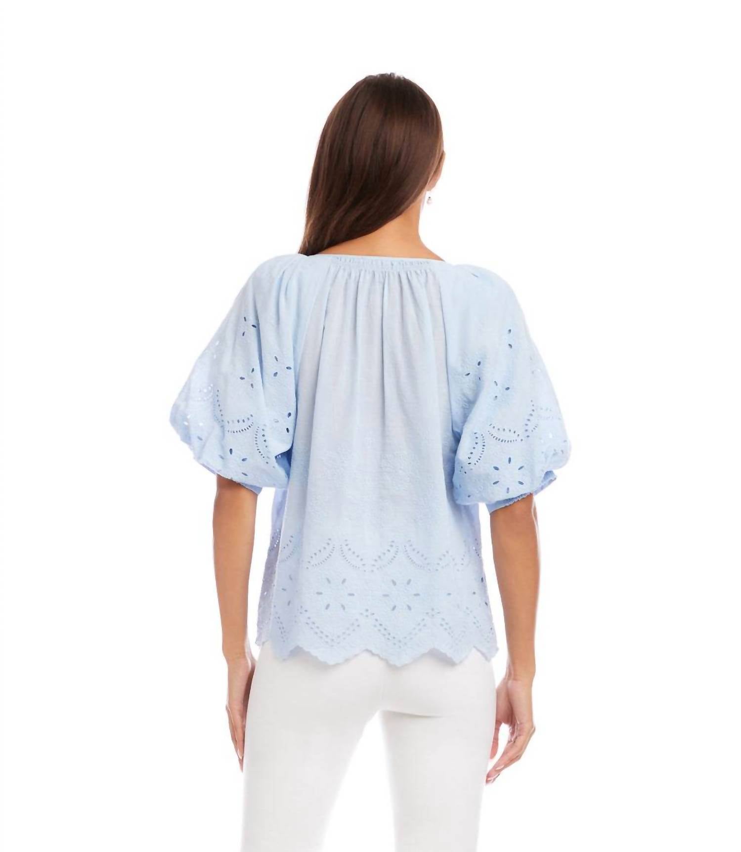 Karen Kane - Puff Sleeve Embroidered Top