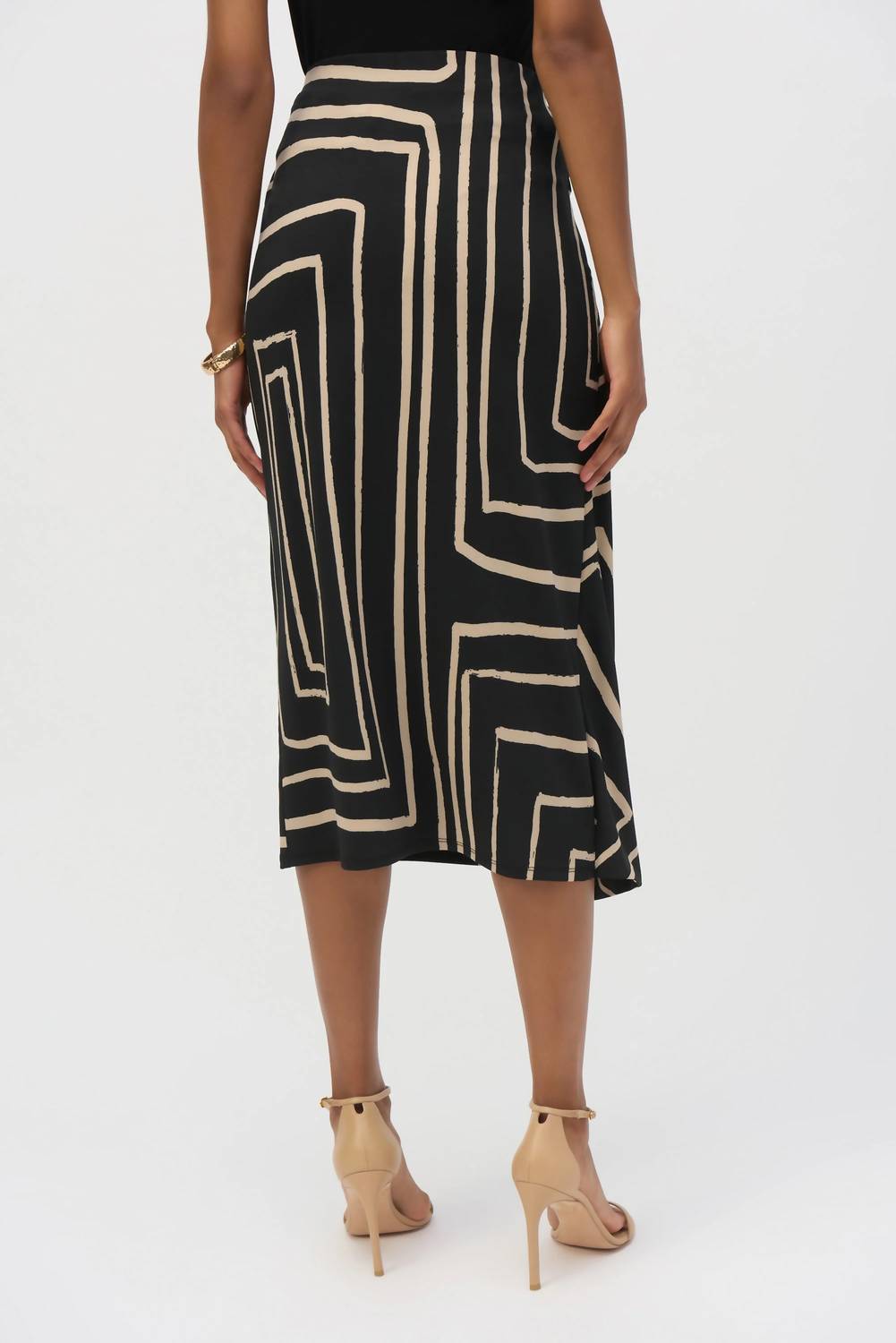 Joseph Ribkoff - Silky Knit Geometric Print Midi Pencil Skirt