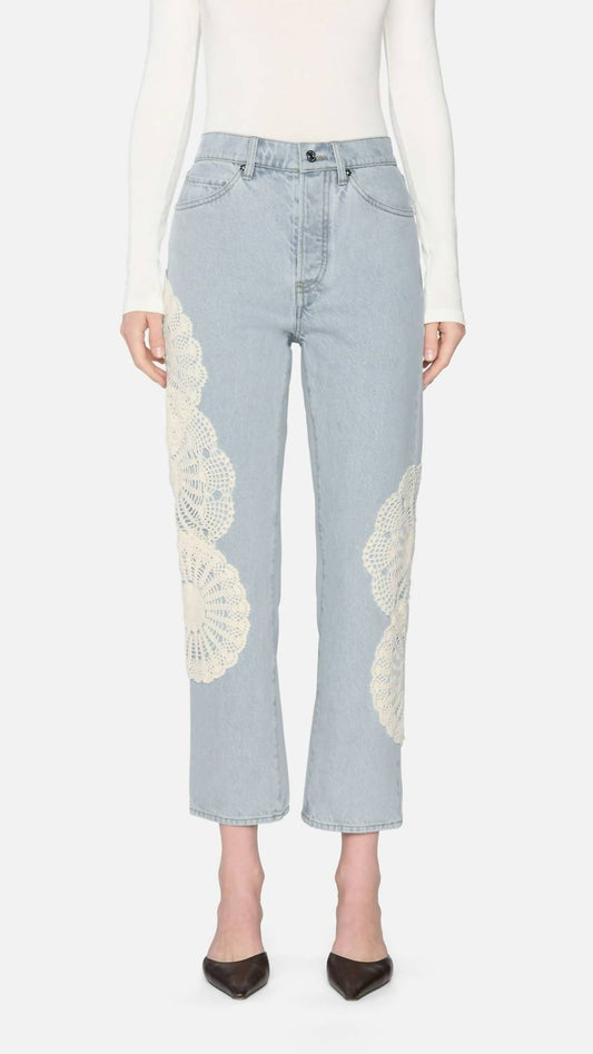 Frame - Crochet High Rise Vertical Crop Jeans