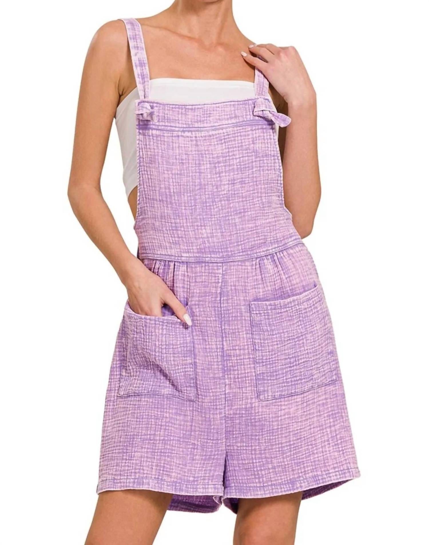 Zenana - Woven Double Gauze Acid Washed Romper