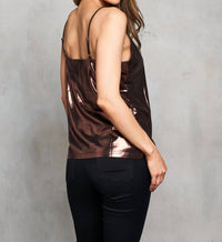 PAPARAZZI Stretch Lame Camisole With Adjustable Straps in brown - women's shirt - view 8