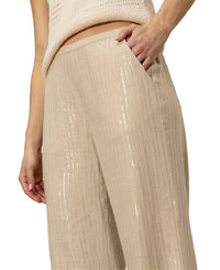 Sanctuary Coastal Pull On Wide Leg Pants in sand sequin stripe - women's pants - view 5