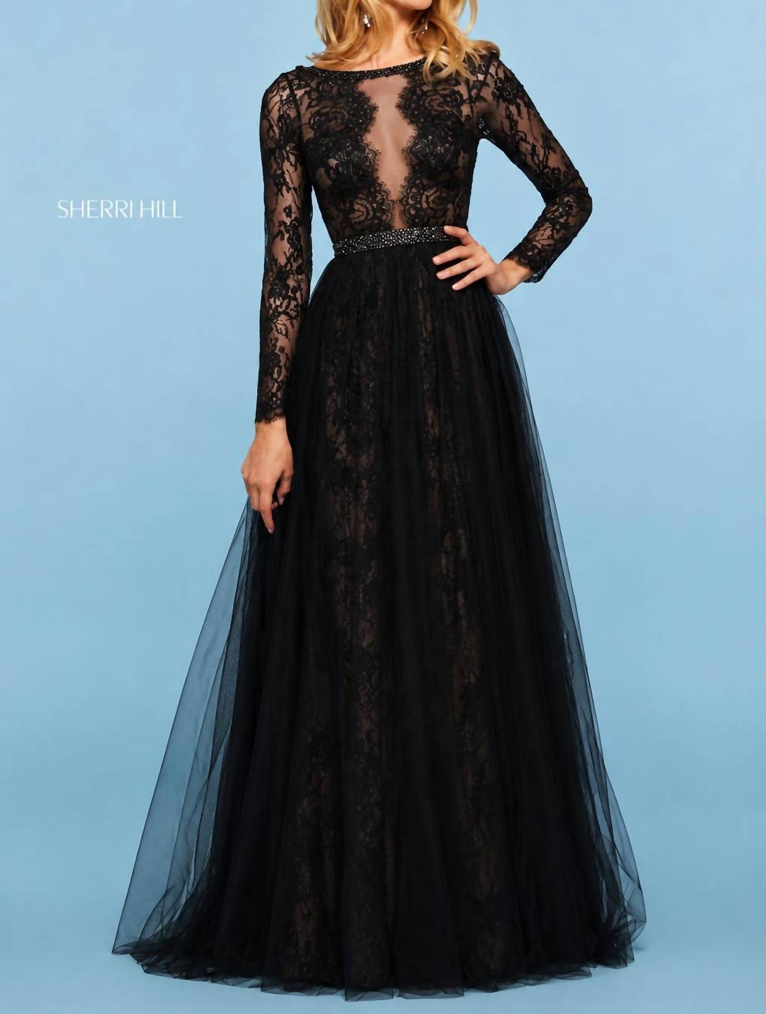 Sherri Hill - Lace Open Back Gown