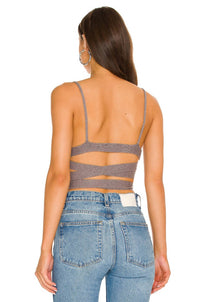 for Love & Lemons Joan Knit Cami in antique grey - women's shirt - detail view