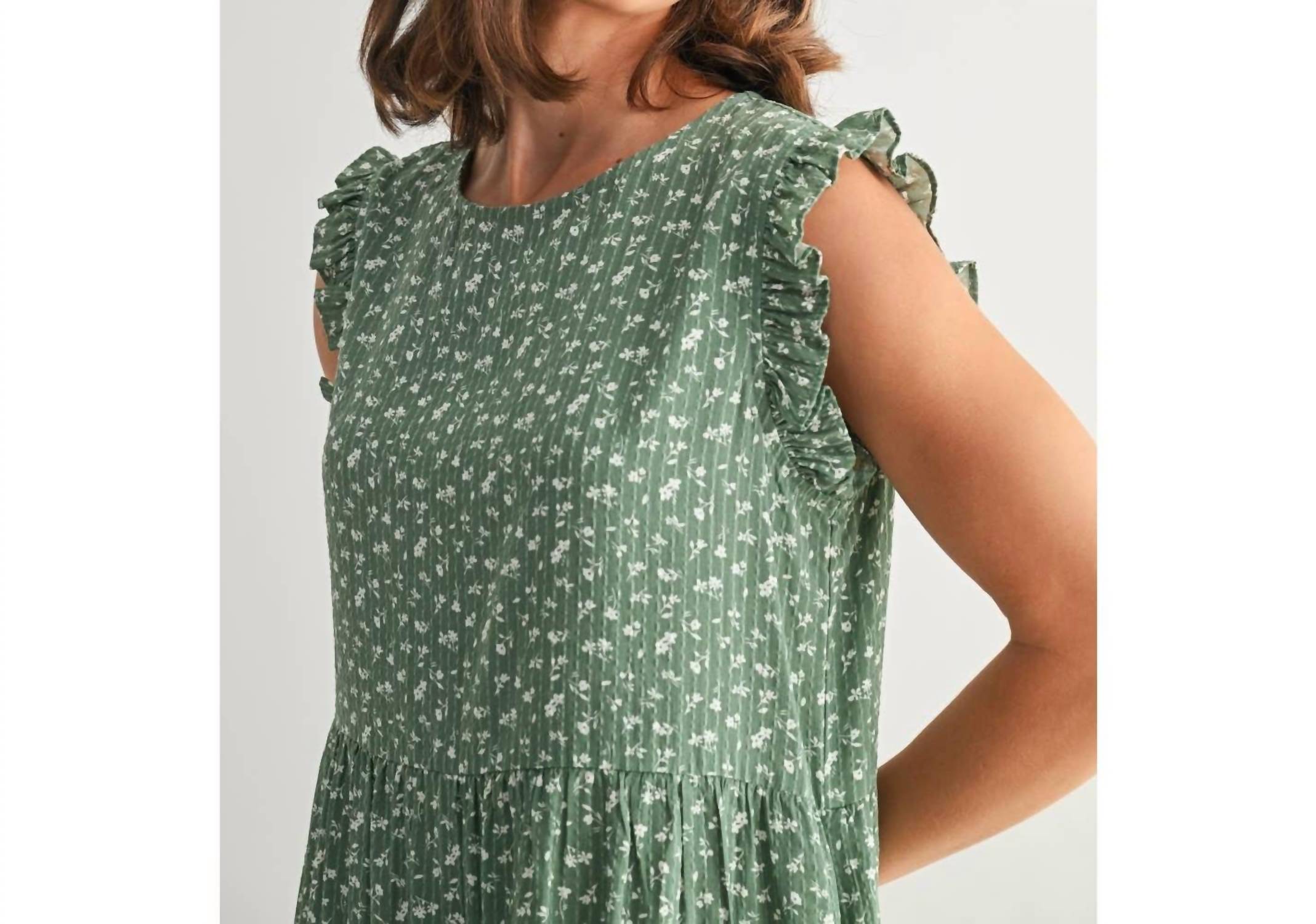 Fun 2 Fun - Tracie Floral Ruffle Sleeve Tiered Dress