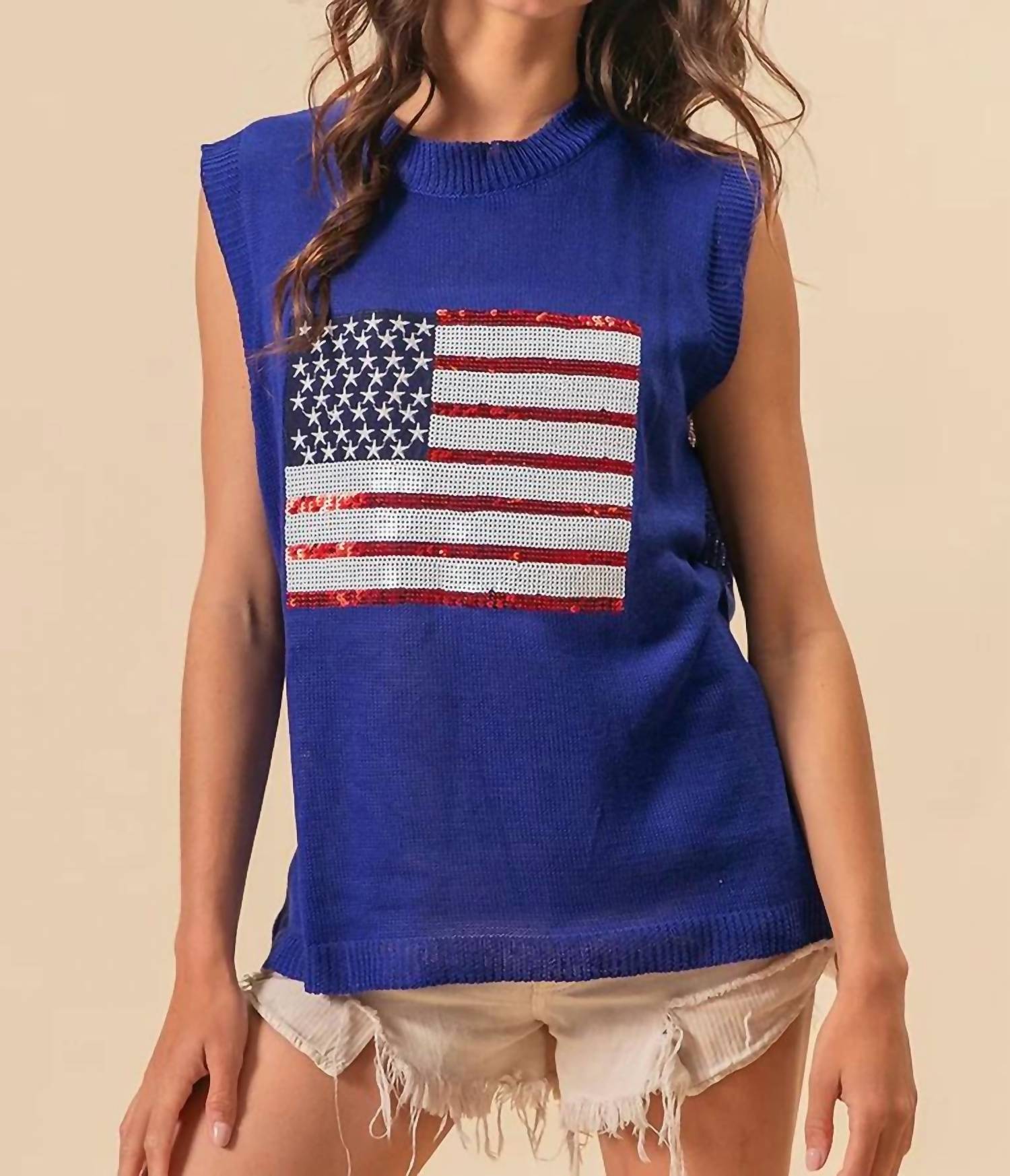 Bibi - Usa Flag Sequin Top