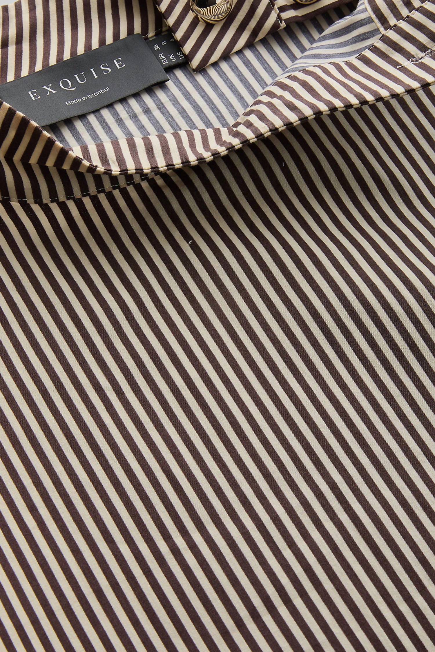 EXQUISE High Neck Cotton Blouse in brown - women's blouse - view 5