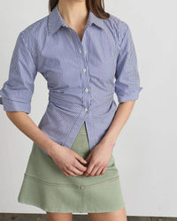 Tanya Taylor - Winslet Collared Ruched Sleeves Top