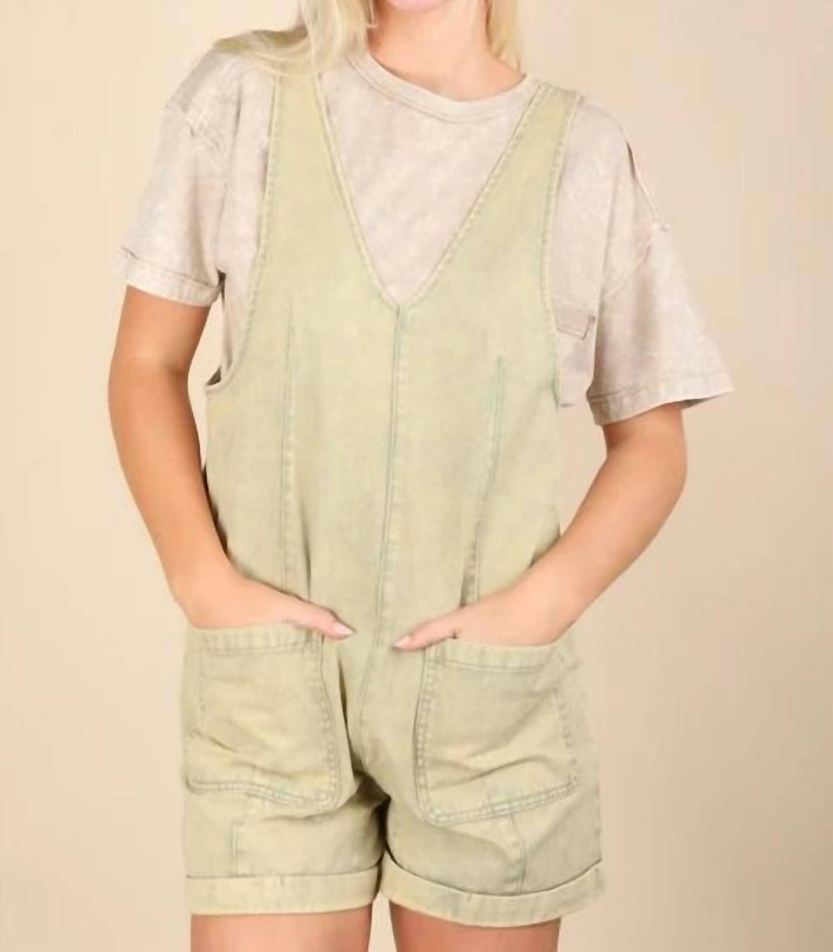 Very J - Washed Denim Casual Romper