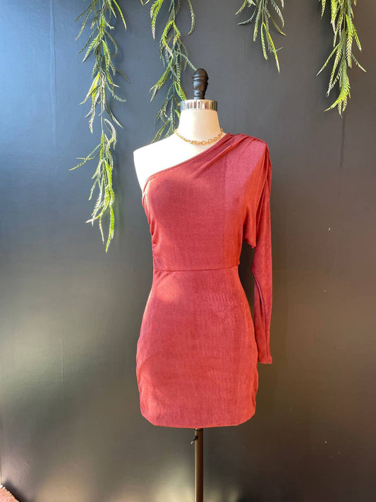 Lush - One Shoulder Long Sleeve Mini Dress