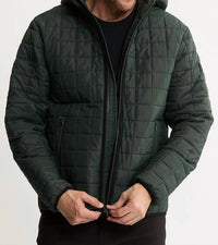 JACHS NEW YORK Light Quilted Hooded Puffer Jacket in forest green - men's jacket