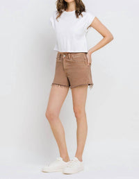 Vervet By Flying Monkey - Super High Rise Raw Hem Mom Shorts