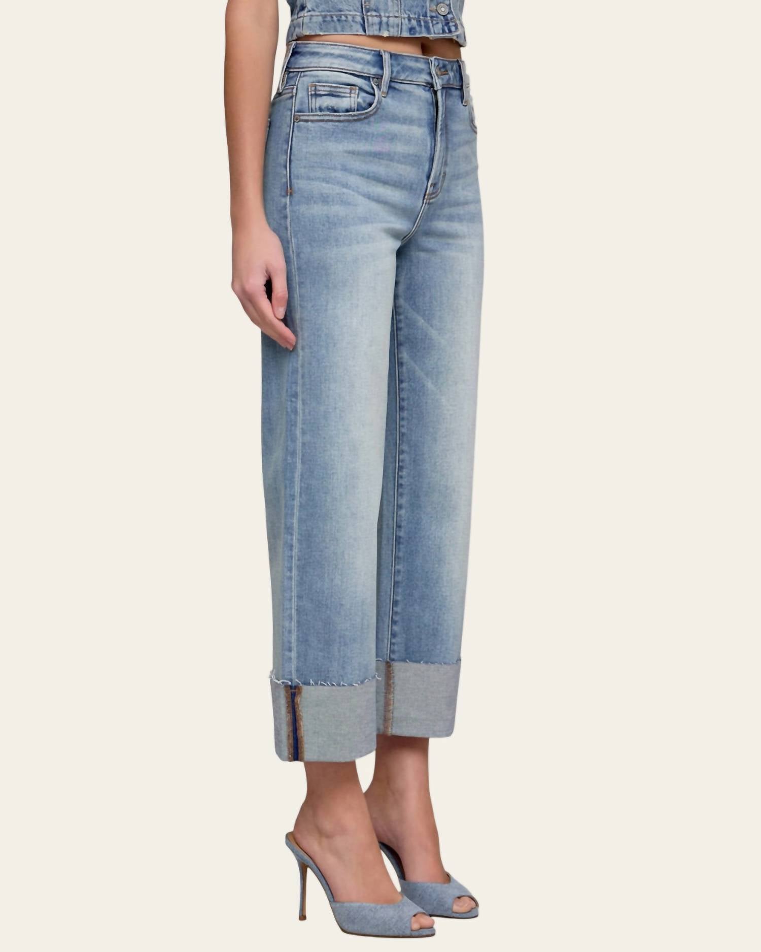 Hidden - Denim High Rise Cropped Cuffed Jeans