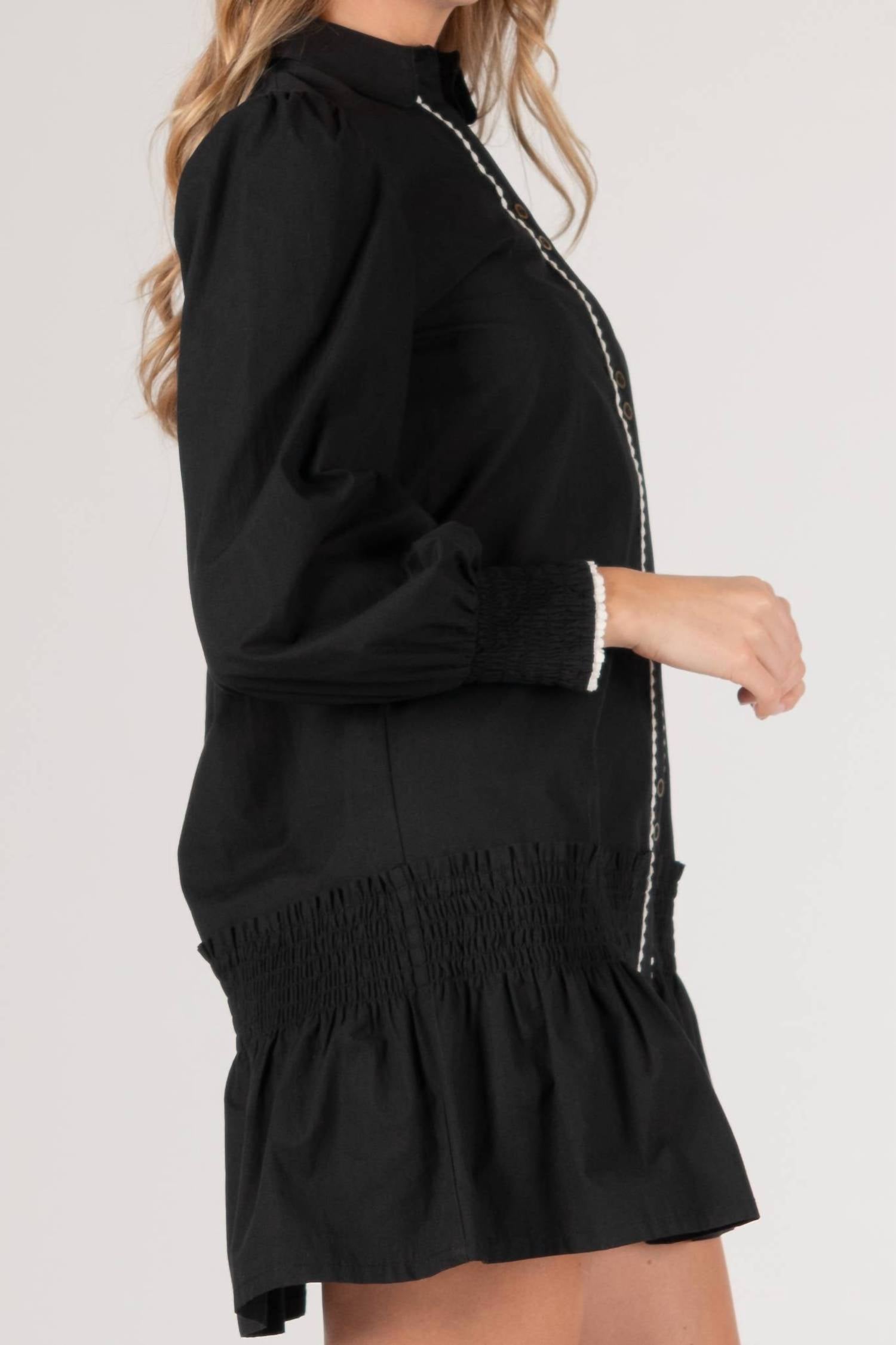Before You - Poplin Button Up Dress W/ Contrast Trim