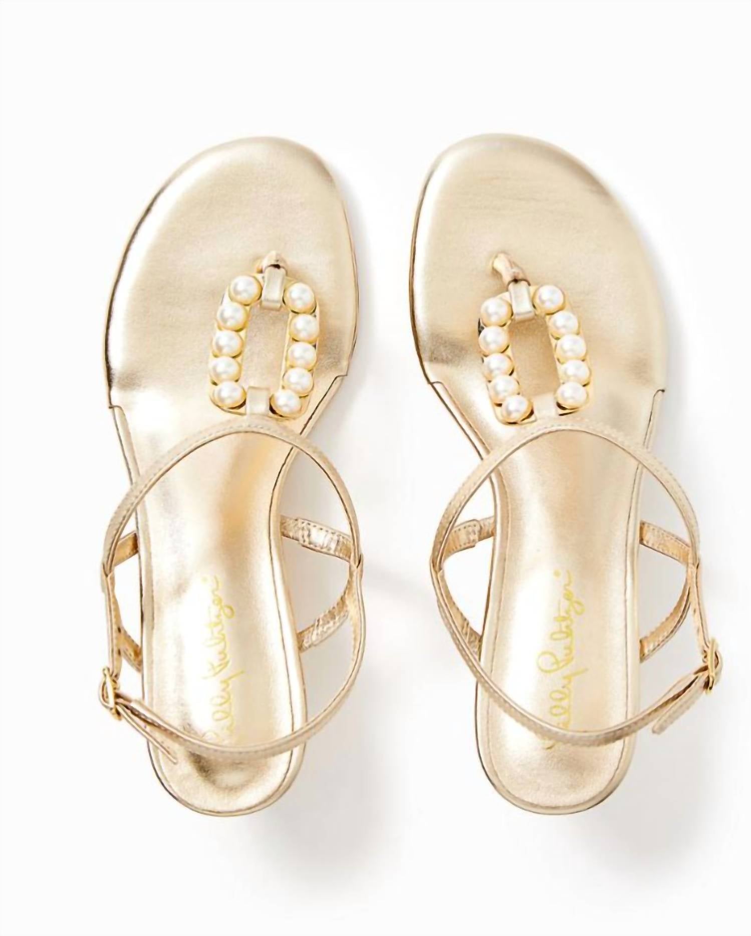 Lilly Pulitzer - Women's Good As Gold Pearl Wedge Sandal