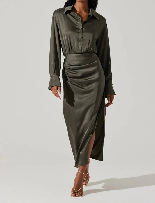 Astr - Elizabello Satin Midi Shirt Dress