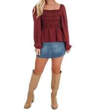 Mustard Seed - Wear Anywhere Smocked Babydoll Top