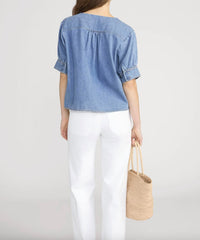 Frame - The Denim V-Neck Popover Top