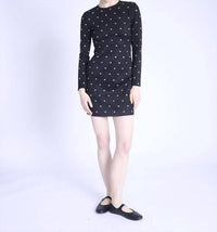 Berenice Rolinda Rivet Dress in black suede - women's dress - detail view