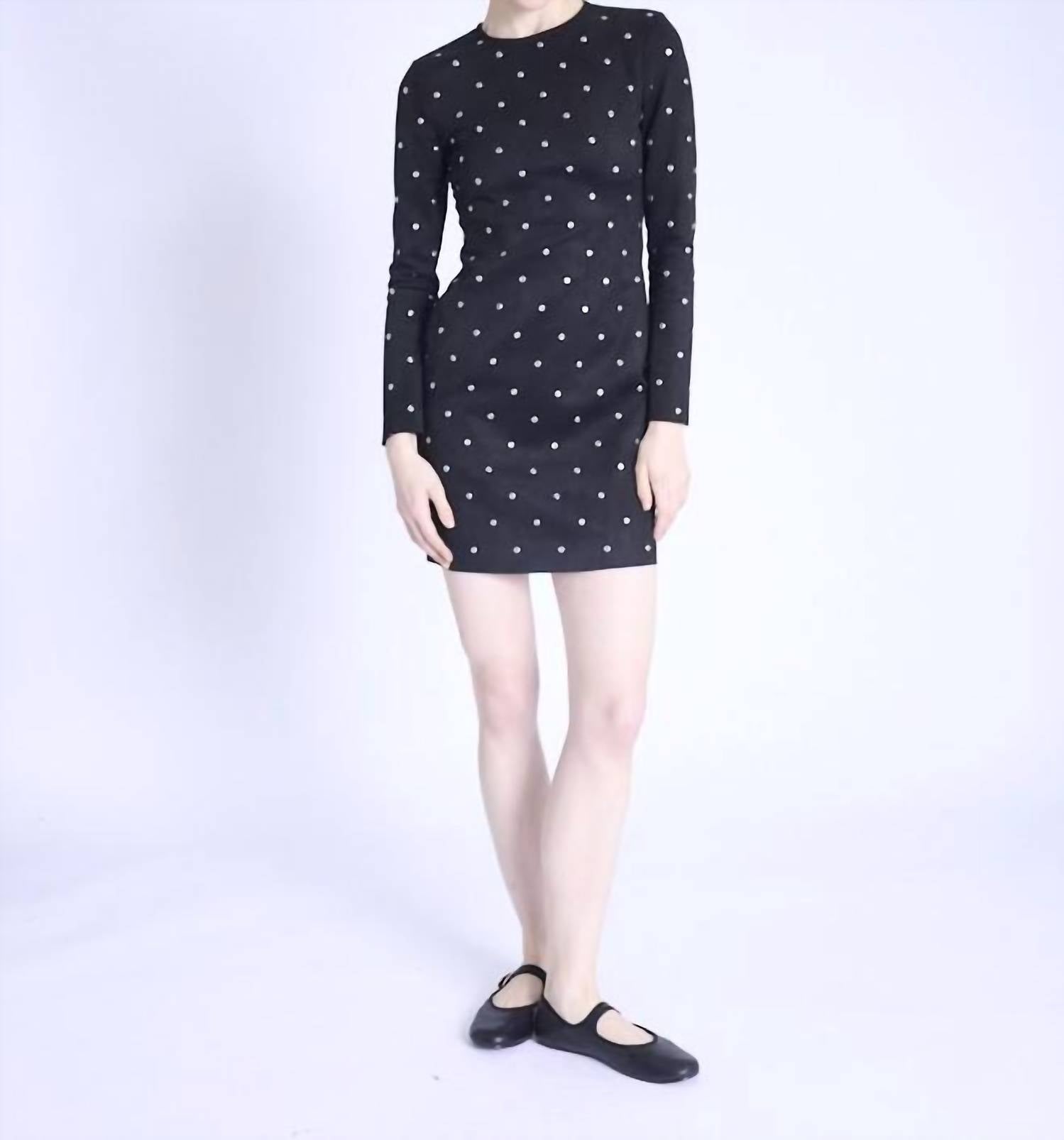Berenice Rolinda Rivet Dress in black suede - women's dress - detail view