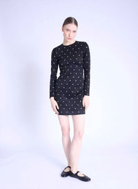 Berenice Rolinda Rivet Dress in black suede - women's dress - alternate view