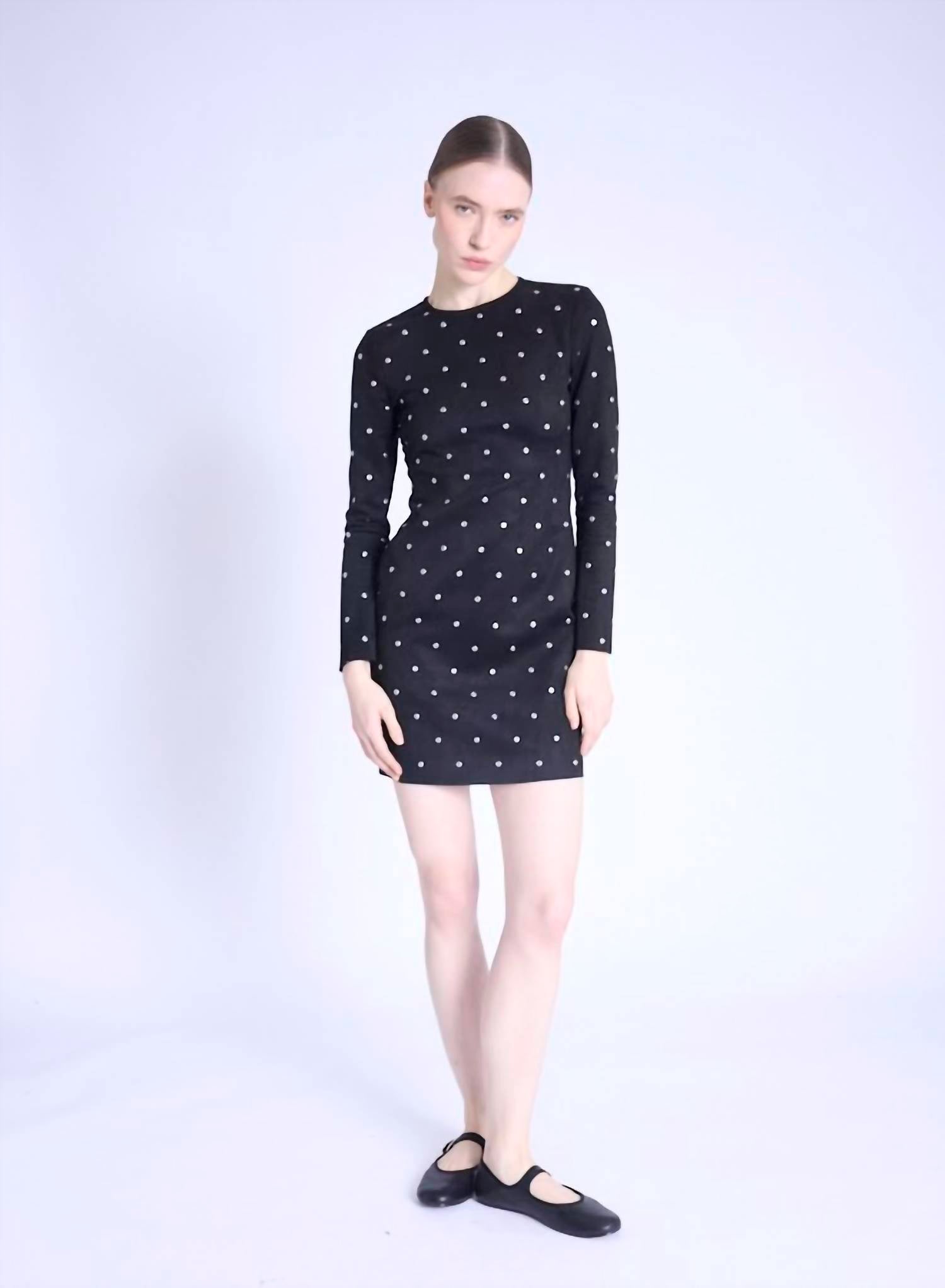 Berenice Rolinda Rivet Dress in black suede - women's dress - alternate view