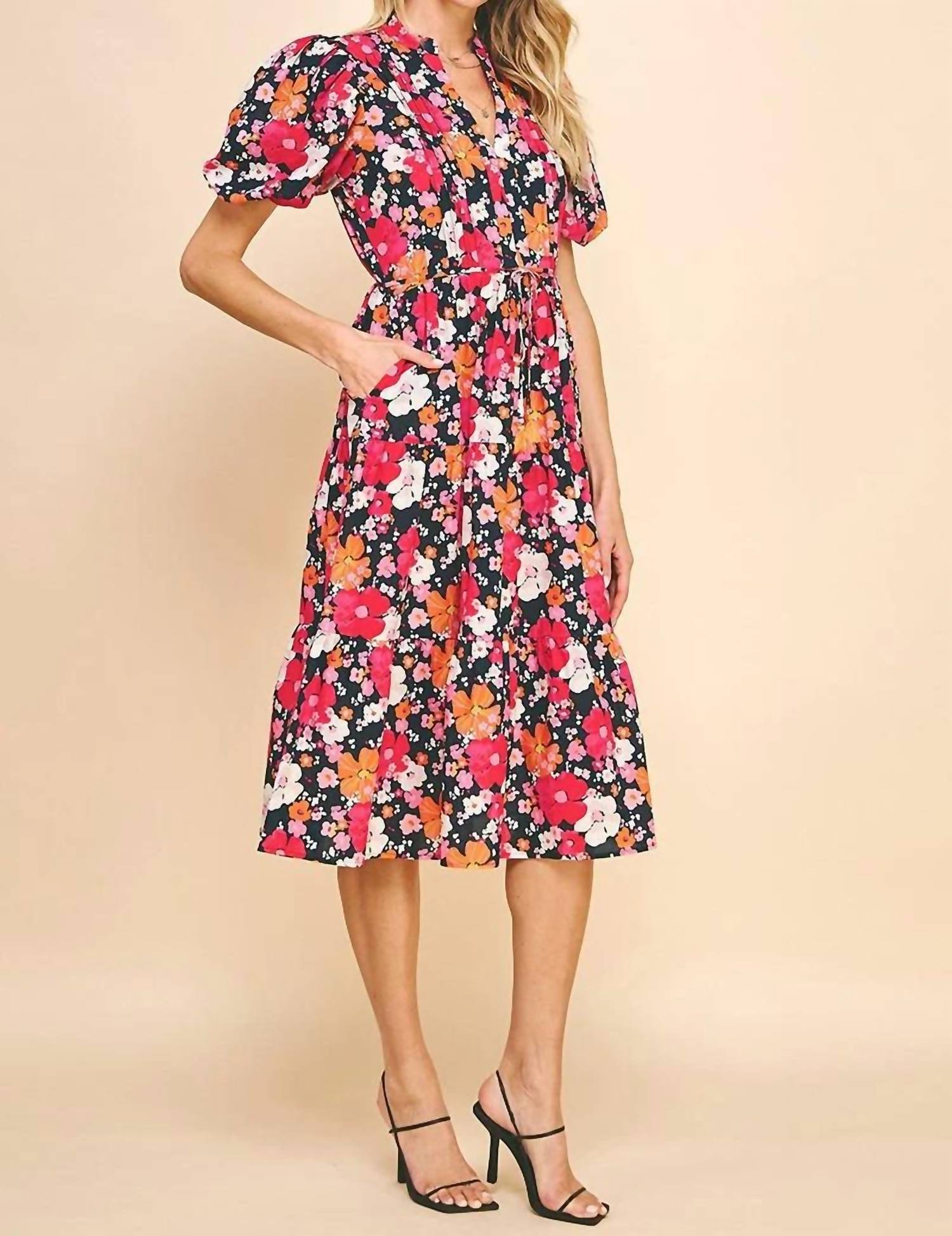 Pinch - Floral Print Tiered Midi Dress