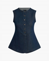 Favorite Daughter Women's The Clocking In Top in top in blue denim - men's shirt - view 6