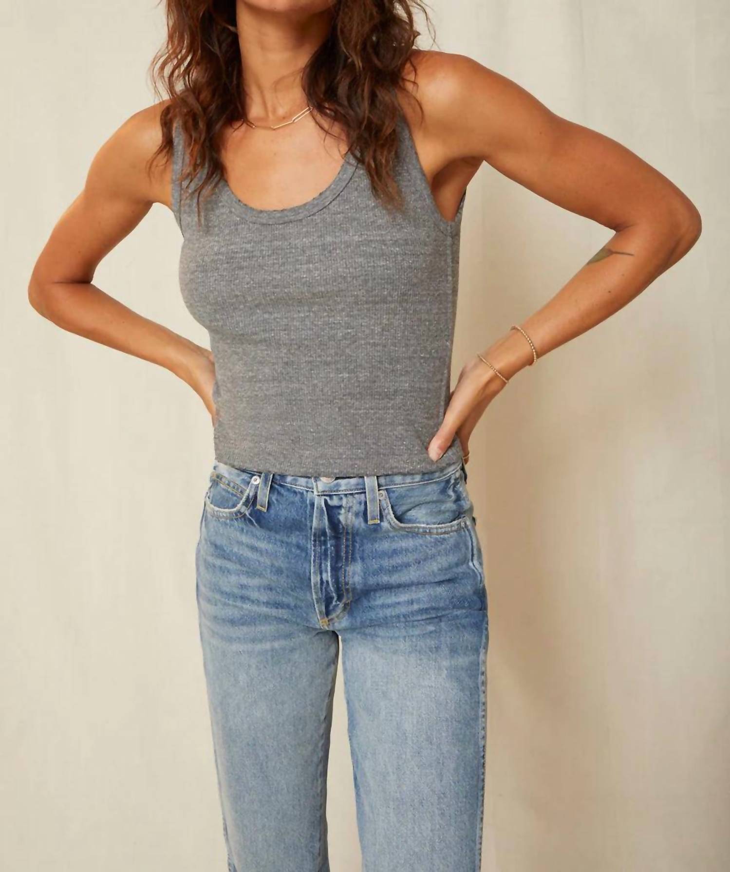 Amo - Crop Rib Tank Top