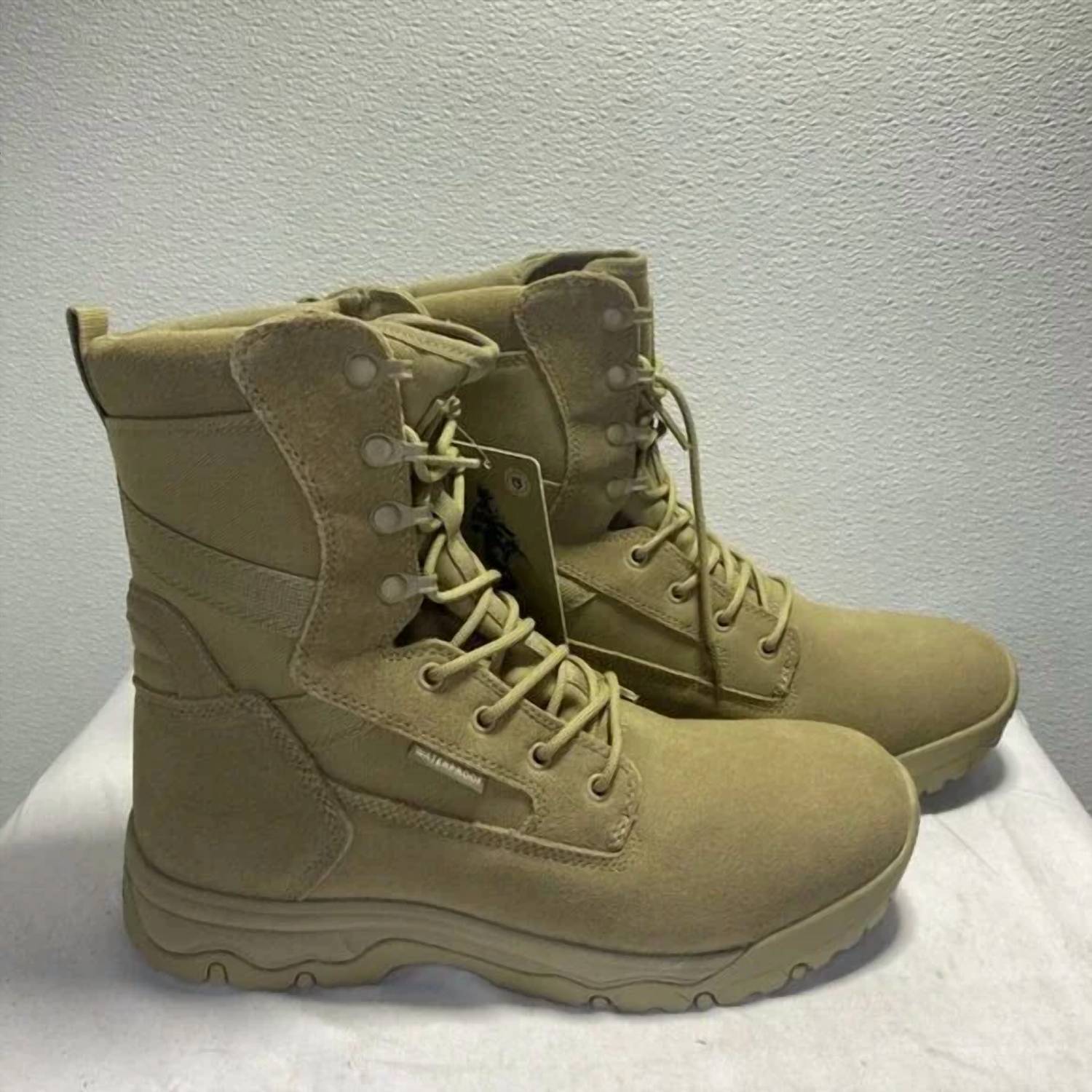 Free Soldier Men's Tactical Lace-up Desert Boots in tan - men's boots - detail view