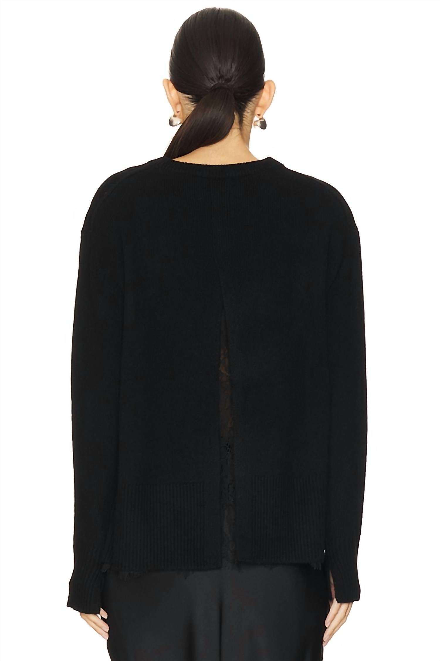 Brochu Walker Marte Lace Looker Top in black onyx black - women's sweater - alternate view