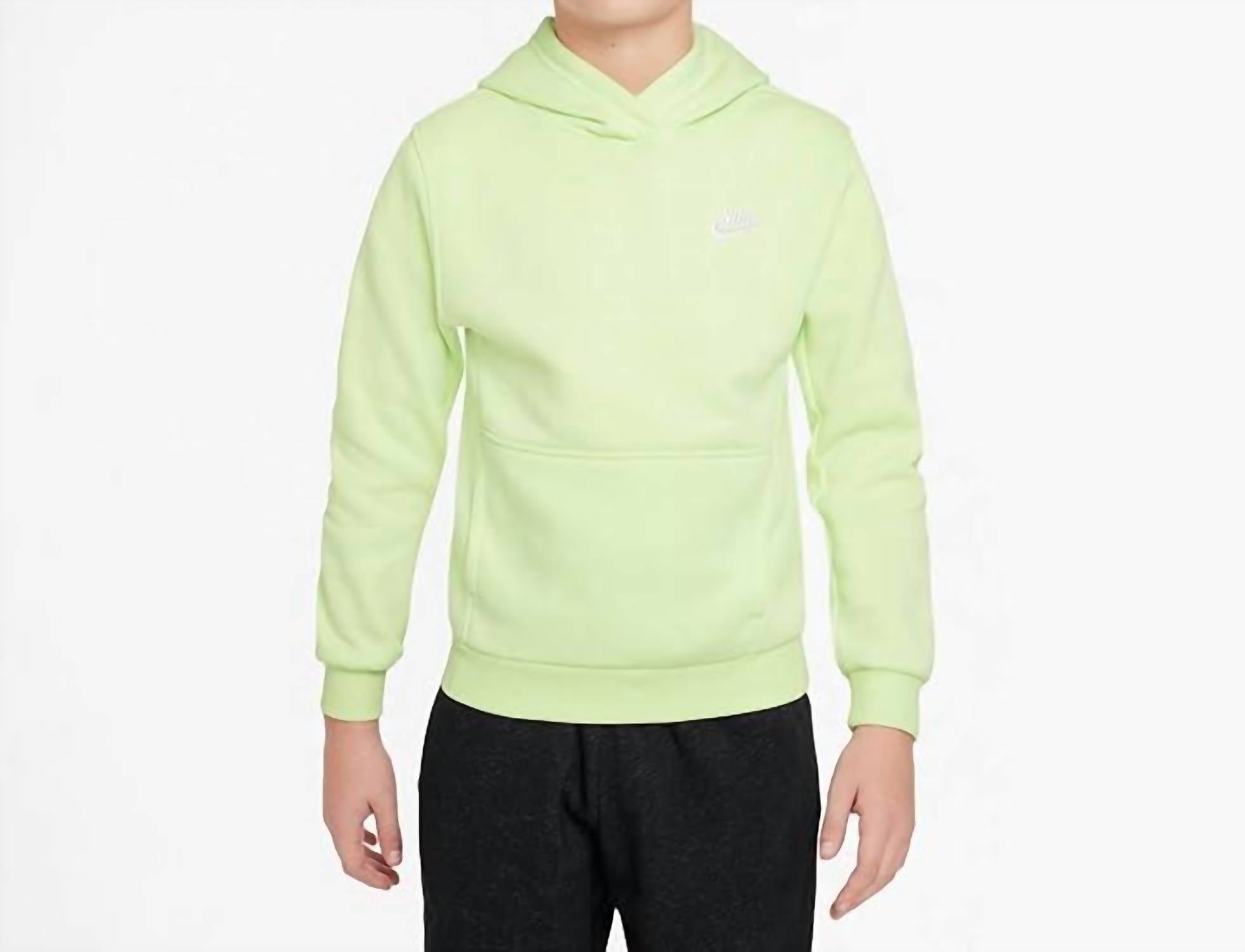 NIKE Sportswear Club Fleece Pullover Hoodie in lime ice white - kids' shirt