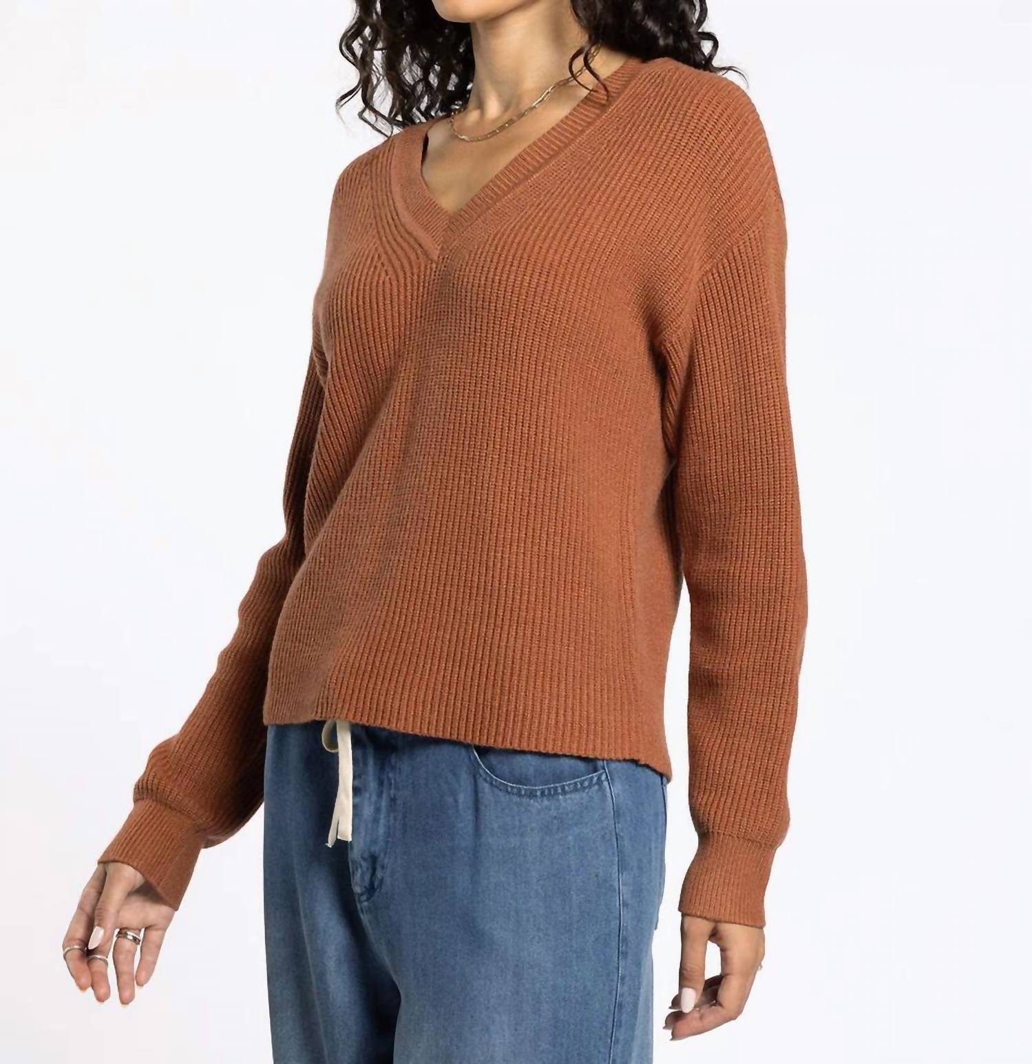 Thread & Supply Cornelia Sweater in rustic brown - women's sweater - alternate view