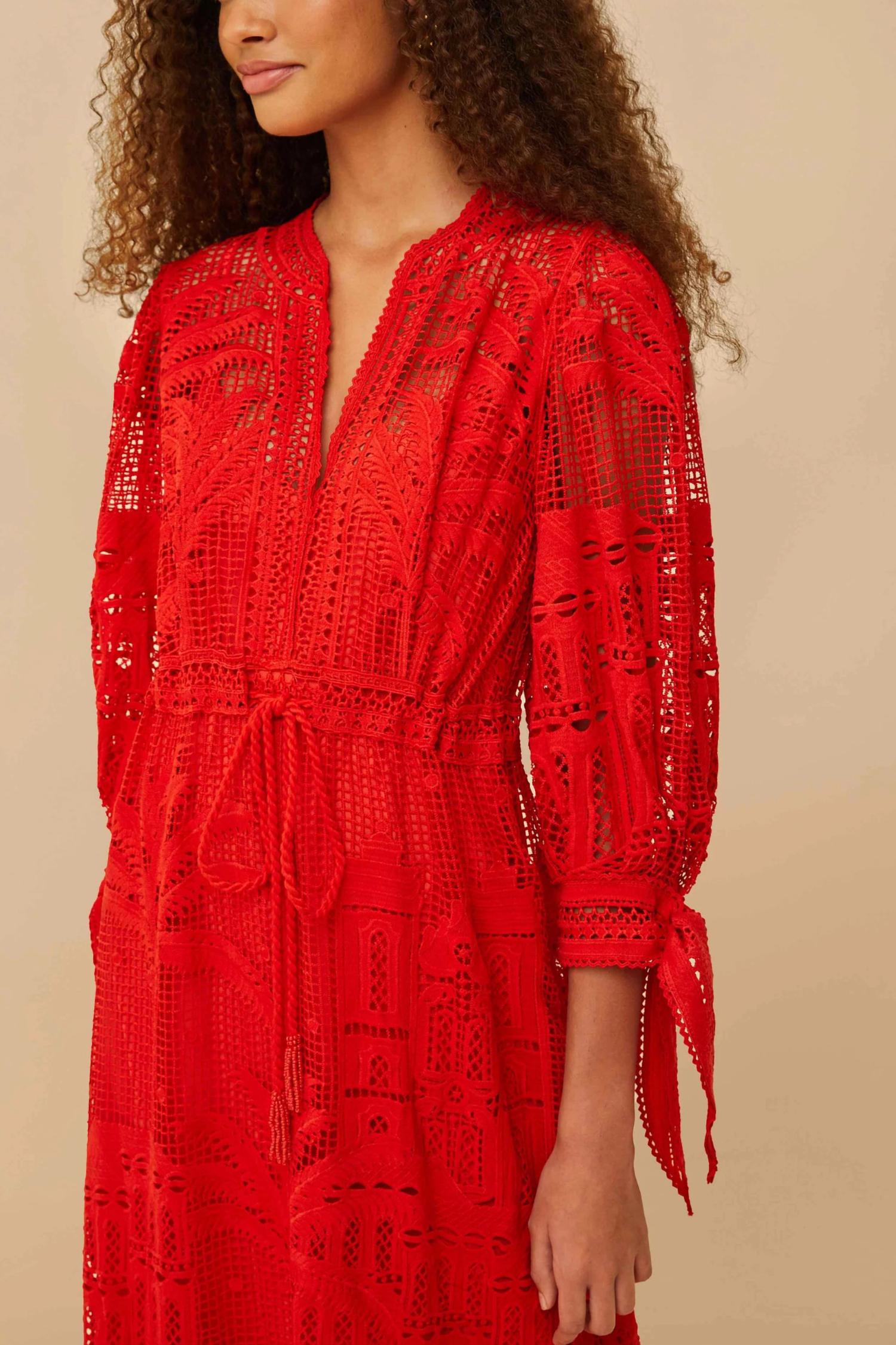 Farm Rio - Morada Boa Guipure Maxi Dress